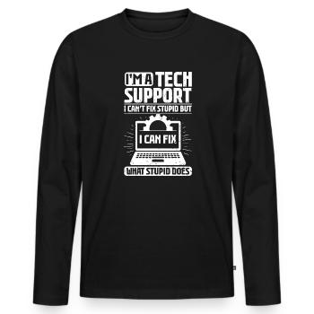 Lustiger Spruch für technischen Support - Männer Premium Bio Langarmshirt - Schwarz - Vorne - Nico (187cm)