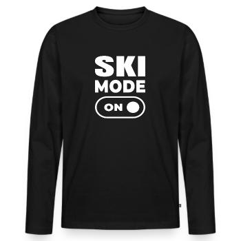 Ski mode on funny ski sayings Après Ski - Men's Premium Organic Long Sleeve Shirt - black - Front - Nico (187cm)