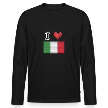 Ich liebe Italien Flagge 3 D - Männer Premium Bio Langarmshirt - Schwarz - Vorne - Nico (187cm)