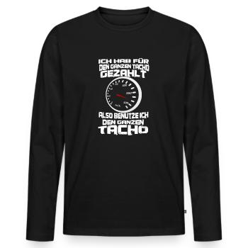 auto geschwindigkeit tacho spruch - Männer Premium Bio Langarmshirt - Schwarz - Vorne - Nico (187cm)