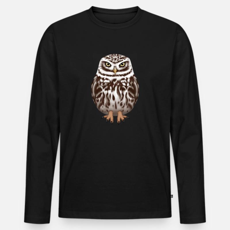 Steinkauz Eule - Männer Premium Bio Langarmshirt - Schwarz