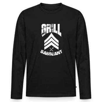 Grill Sergeant - Barbecue King BBQ Nature Grilling - Men's Premium Organic Long Sleeve Shirt - black - Front - Nico (187cm)