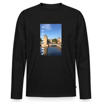 Strasbourg Alsace Ponts Couverts - T-shirt manches longues Premium bio Homme - noir - Devant - Nico (187cm)