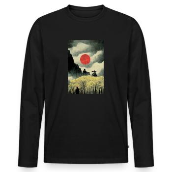 Japanese Samurai Landscape - Men's Premium Organic Long Sleeve Shirt - black - Front - Nico (187cm)