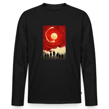 Samurai Japanisch Mond - Männer Premium Bio Langarmshirt - Schwarz - Vorne - Nico (187cm)