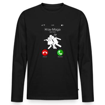 Krav Maga Appel - T-shirt manches longues Premium bio Homme - noir - Devant - Nico (187cm)