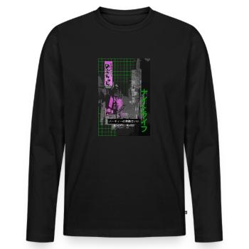 Ready To Party? Nightlife Tokio Japan - Männer Premium Bio Langarmshirt - Schwarz - Vorne - Nico (187cm)