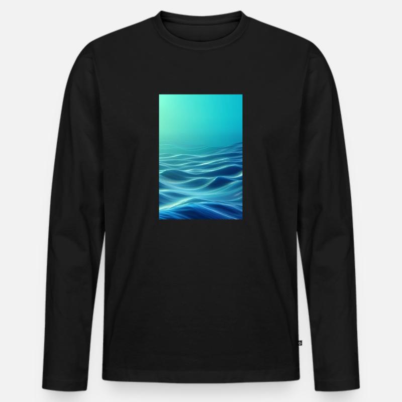 Low-Poly Wave - Männer Premium Bio Langarmshirt - Schwarz