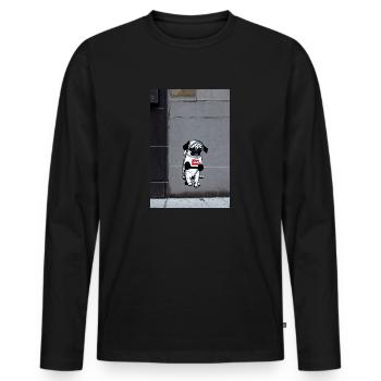 Carlin Style Bansky - T-shirt manches longues Premium bio Homme - noir - Devant - Nico (187cm)