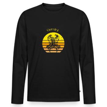 Logo rétro signe astrologique "Gémeaux" - T-shirt manches longues Premium bio Homme - noir - Devant - Nico (187cm)