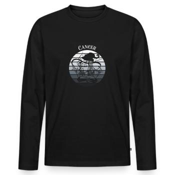 Logo rétro signe astrologique "Cancer" - T-shirt manches longues Premium bio Homme - noir - Devant - Nico (187cm)