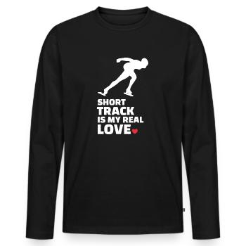 Ich Liebe Kurze Strecke Und Eislaufen - Männer Premium Bio Langarmshirt - Schwarz - Vorne - Nico (187cm)