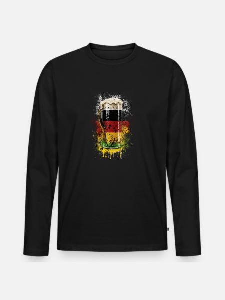 Deutschland Bier Flagge - Männer Premium Bio Langarmshirt - Schwarz