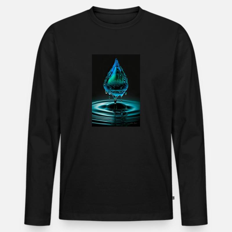 Goccia ciano 3 - Maglia a manica lunga ecologica premium da uomo - nero