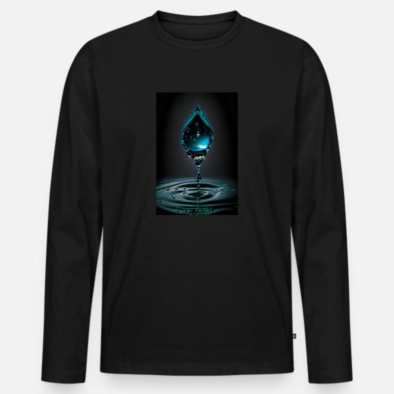 Tropfen cyan 2 - Männer Premium Bio Langarmshirt - Schwarz