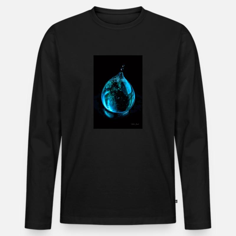 Tropfen cyan 5 - Männer Premium Bio Langarmshirt - Schwarz