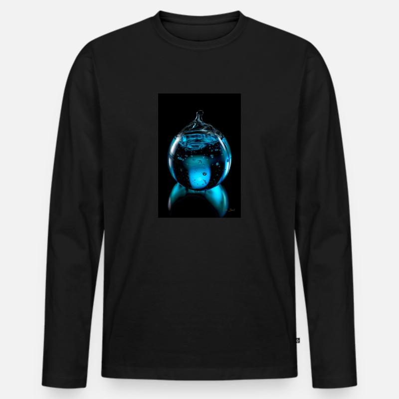 Tropfen cyan 6 - Männer Premium Bio Langarmshirt - Schwarz