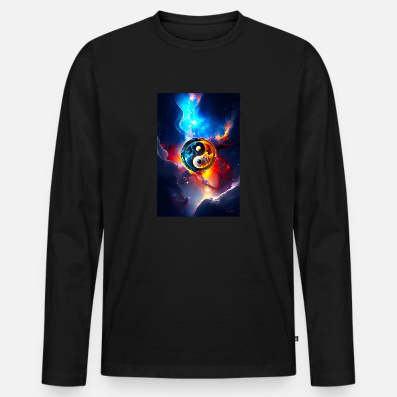 Yin Yang 2 - Männer Premium Bio Langarmshirt - Schwarz