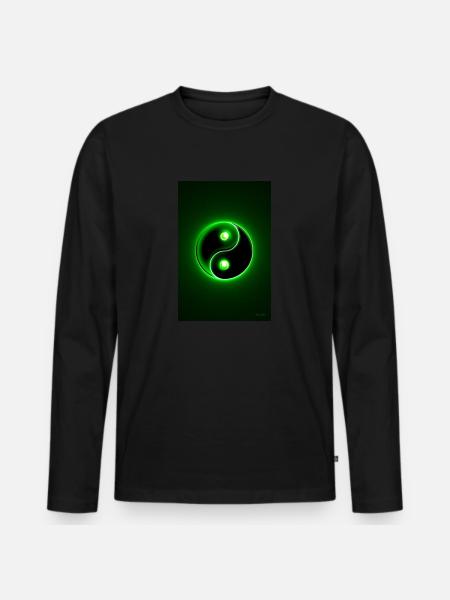 Yin Yang green 2 - Men's Premium Organic Long Sleeve Shirt - black