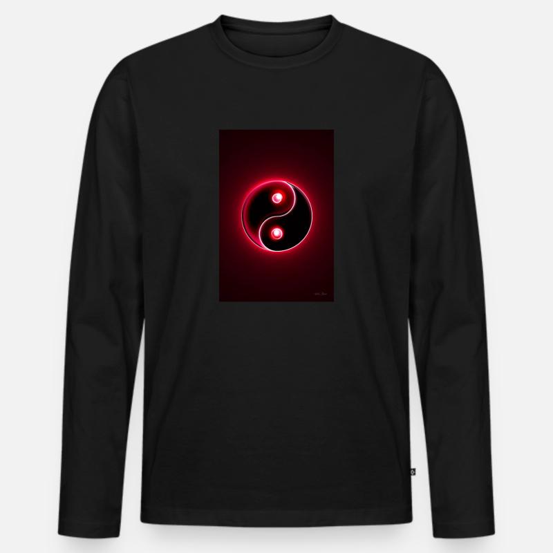 Yin Yang rot 2 - Männer Premium Bio Langarmshirt - Schwarz
