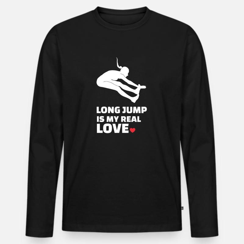 Ich Liebe Weitsprung - Männer Premium Bio Langarmshirt - Schwarz