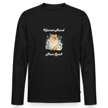 Zwergspitz Kleiner Hund Maximaler Spaß - Männer Premium Bio Langarmshirt - Schwarz - Vorne - Nico (187cm)
