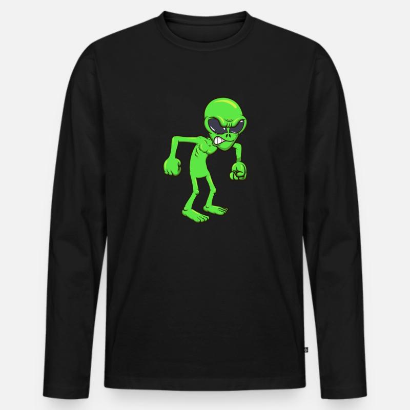 Wütender Außerirdischer - Männer Premium Bio Langarmshirt - Schwarz