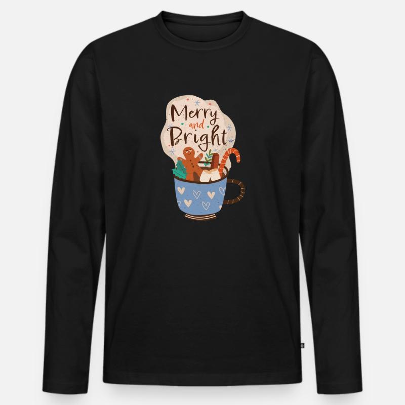Merry and bright - Männer Premium Bio Langarmshirt - Schwarz