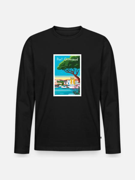 PORT GRIMAUD - T-shirt manches longues Premium bio Homme - noir