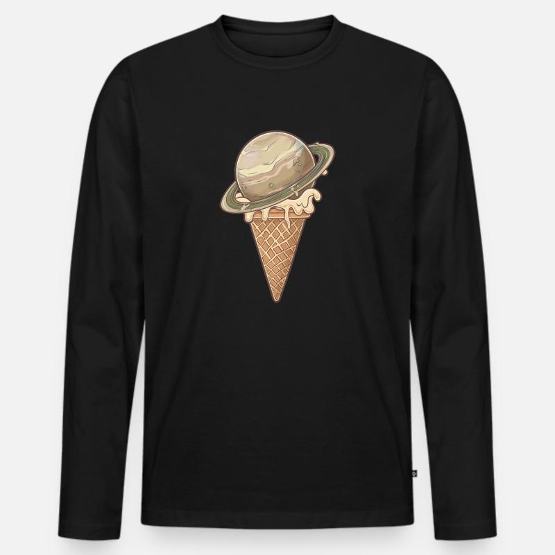 Eis-Planet Saturn - Männer Premium Bio Langarmshirt - Schwarz