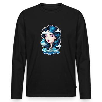 rêver - rêveur - rêveuse - rêve - rêverie - T-shirt manches longues Premium bio Homme - noir - Devant - Nico (187cm)