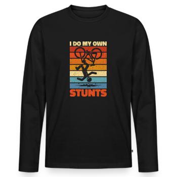 I Do My Own Stunts - Funny Clumsy Gift - Men's Premium Organic Long Sleeve Shirt - black - Front - Nico (187cm)