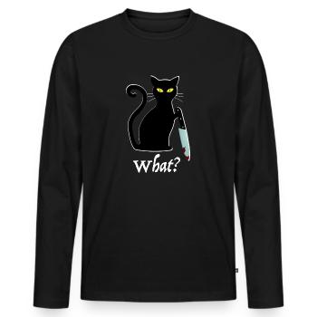What | Killer Cat, Cat Love, Funny Pictures - Men's Premium Organic Long Sleeve Shirt - black - Front - Nico (187cm)