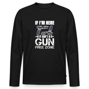If I'm Here It Ain't A Gun Free Zone - Männer Premium Bio Langarmshirt - Schwarz - Vorne - Nico (187cm)