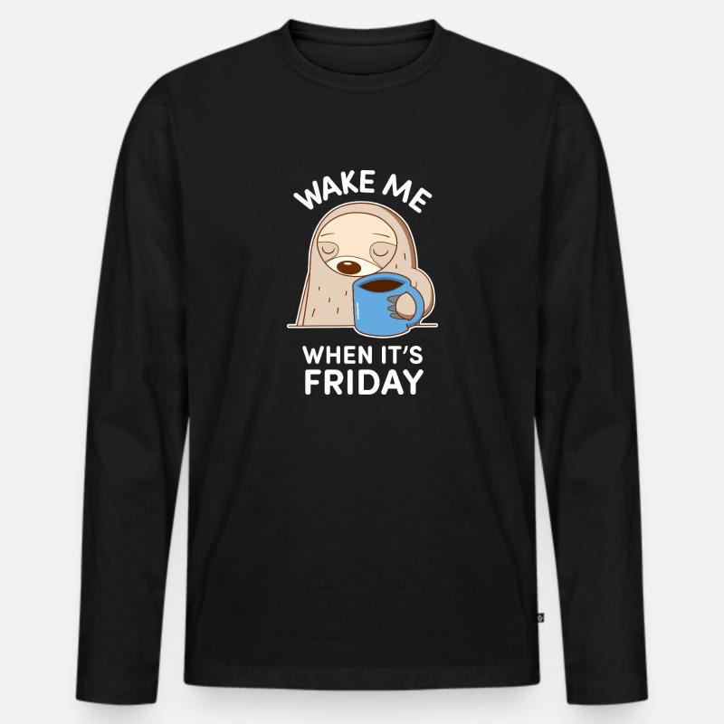 Sovende dovendyr og kop kaffe - Premium økologisk langærmet T-shirt til mænd - sort