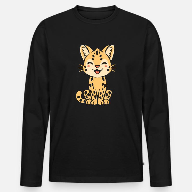 Serval - Männer Premium Bio Langarmshirt - Schwarz