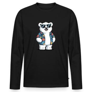 Lustiger Sommer Eisbär - Männer Premium Bio Langarmshirt - Schwarz - Vorne - Nico (187cm)