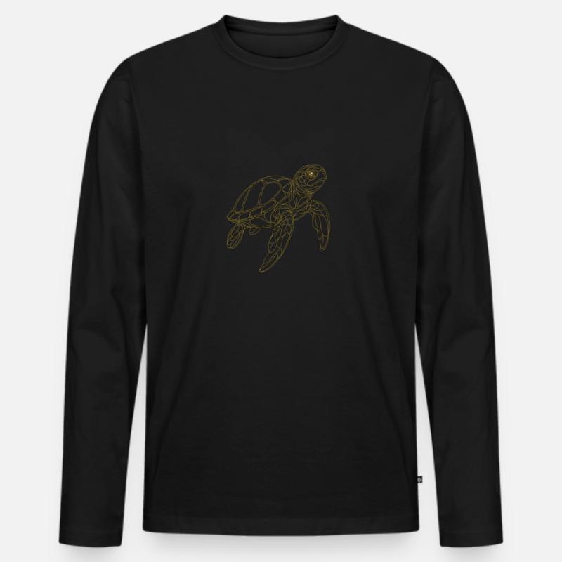 Schlichte filigrane Schildkröte - Männer Premium Bio Langarmshirt - Schwarz