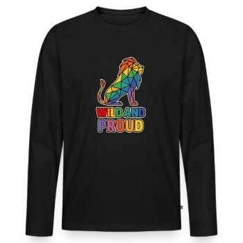 Pride Lion – Wild and Proud LGBT Gay Pride - Men's Premium Organic Long Sleeve Shirt - black - Front - Nico (187cm)