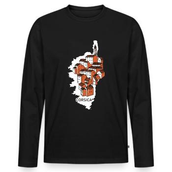Corsica Insel Karte mit Häusern Corse Frankreich - Männer Premium Bio Langarmshirt - Schwarz - Vorne - Nico (187cm)