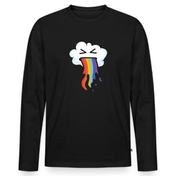 Kawaii Wolke erbricht einen Regenbogen - Männer Premium Bio Langarmshirt - Schwarz - Vorne - Nico (187cm)