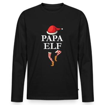 Noël - Famille Papa Elf - T-shirt manches longues Premium bio Homme - noir - Devant - Nico (187cm)