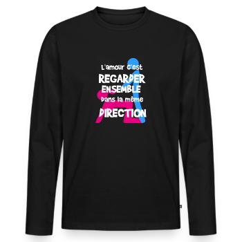 Citation Amour Phrase Beauf et Cadeau Levrette - T-shirt manches longues Premium bio Homme - noir - Devant - Nico (187cm)
