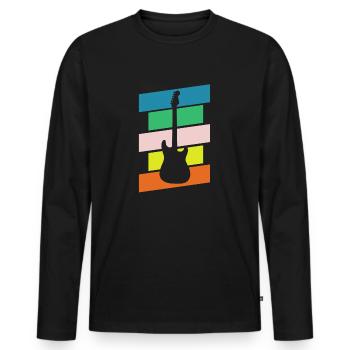 Rayures de guitare colorées | Musique, Concert - T-shirt manches longues Premium bio Homme - noir - Devant - Nico (187cm)