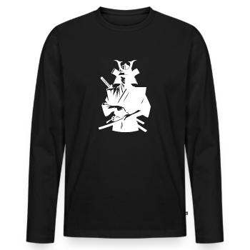 Japanischer Samurai mit Schwert - Männer Premium Bio Langarmshirt - Schwarz - Vorne - Nico (187cm)