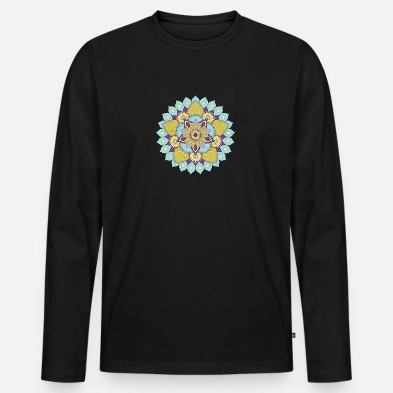Mandala - Männer Premium Bio Langarmshirt - Schwarz