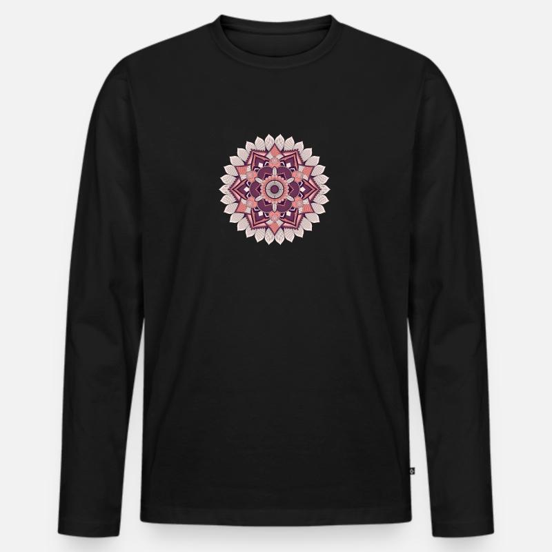 Mandala - Männer Premium Bio Langarmshirt - Schwarz