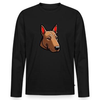 Cartoon Comic Cool Pitbull Terrier Dog - Men's Premium Organic Long Sleeve Shirt - black - Front - Nico (187cm)