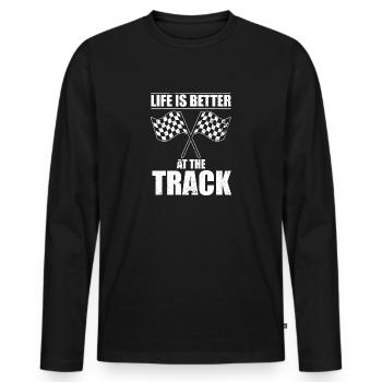 Vivre sur le circuit automobile automobile - T-shirt manches longues Premium bio Homme - noir - Devant - Nico (187cm)