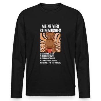 Lustige Katze Stimmung Kaffee Büro Geschenk Fun - Männer Premium Bio Langarmshirt - Schwarz - Vorne - Nico (187cm)